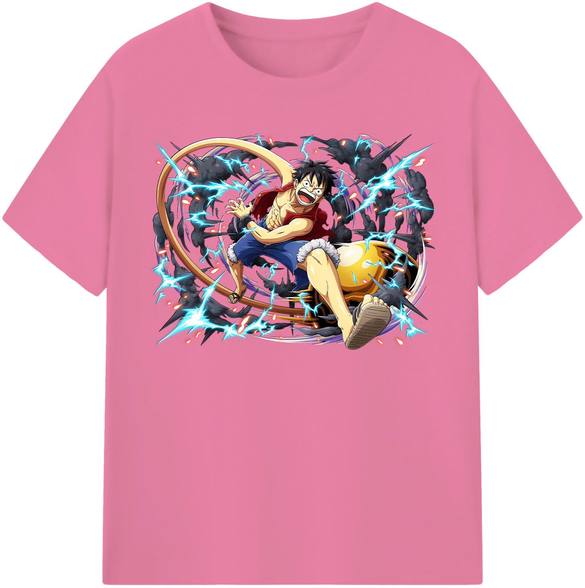 ワンピース モンキー・D・ルフィ ONE PIECE Monkey D. Luffy 綿100％半袖Tシャツ（フロントプリント）